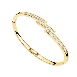 Yellow gold Plated zig zag shape fashion bracelet with white zircon